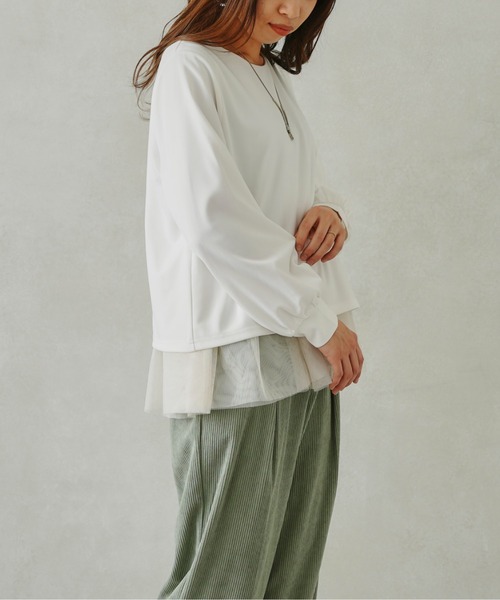 Chez toi(シェトワ)の「裾チュール切替プルオーバー(Tシャツ/カットソー・レディース・オフホワイト/ブラック/ミント・FREE)」の15枚目の写真
