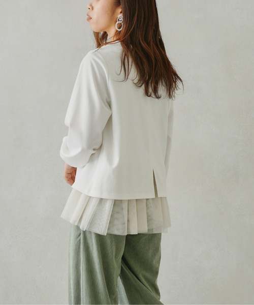 Chez toi(シェトワ)の「裾チュール切替プルオーバー(Tシャツ/カットソー・レディース・オフホワイト/ブラック/ミント・FREE)」の19枚目の写真