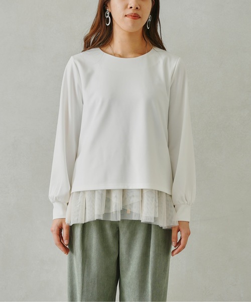 Chez toi(シェトワ)の「裾チュール切替プルオーバー(Tシャツ/カットソー・レディース・オフホワイト/ブラック/ミント・FREE)」の21枚目の写真