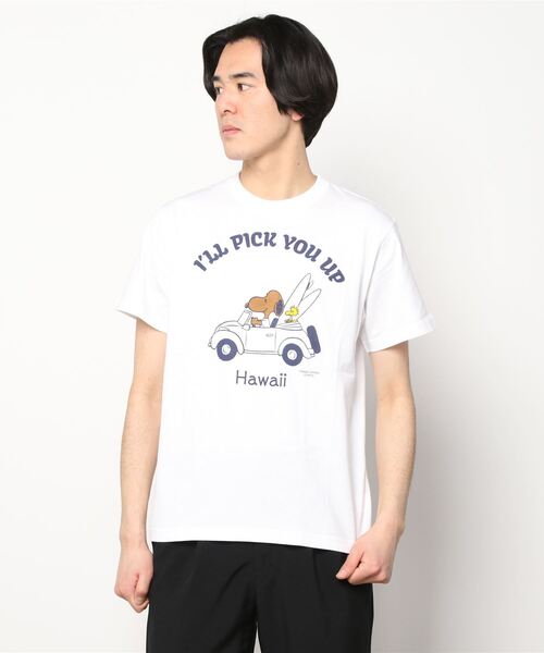新品　限定品　SURF'S UP PEANUTS Hawaii　Tシャツ 美品】SURF'S UP PEANUTS ハワイ限定スヌーピーTシャツ 白 L
