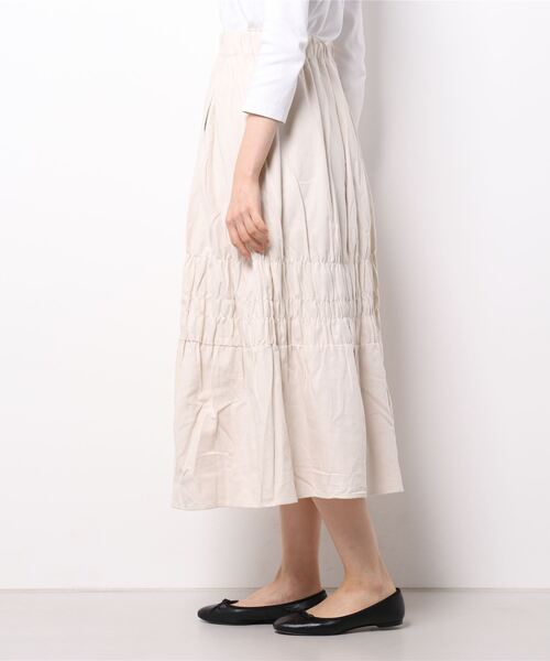 LUPILIEN（ルピリアン）の「【LUPILIEN】ネルシャーリングスカート（スカート・レディース・ブラック/オフホワイト/グリーン・FREE）」の4枚目の写真