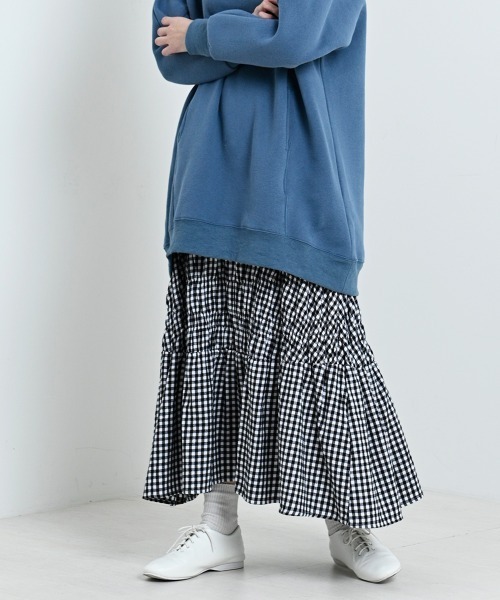 LUPILIEN（ルピリアン）の「【LUPILIEN】ネルシャーリングスカート（スカート・レディース・ブラック/オフホワイト/グリーン・FREE）」の3枚目の写真