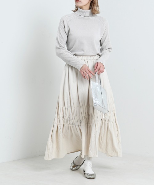 LUPILIEN（ルピリアン）の「【LUPILIEN】ネルシャーリングスカート（スカート・レディース・ブラック/オフホワイト/グリーン・FREE）」の12枚目の写真