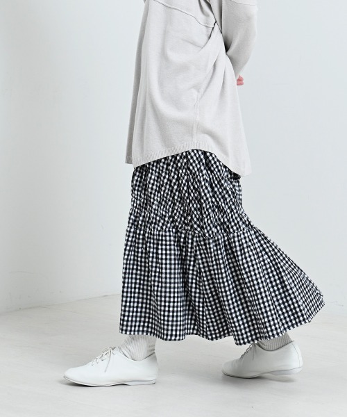 LUPILIEN（ルピリアン）の「【LUPILIEN】ネルシャーリングスカート（スカート・レディース・ブラック/オフホワイト/グリーン・FREE）」の8枚目の写真