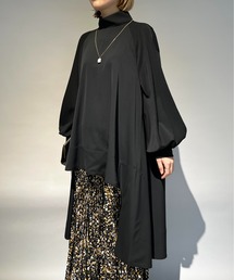 LUGIVA | 袖リブスタンドカラーロングブラウス(シャツ/ブラウス)