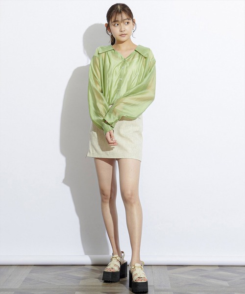 REDYAZEL（レディアゼル）の「サイドファスナーツイードミニスカート（スカート・レディース・ベージュ/ブルー/グリーン・SMALL/MEDIUM/X-SMALL）」の16枚目の写真