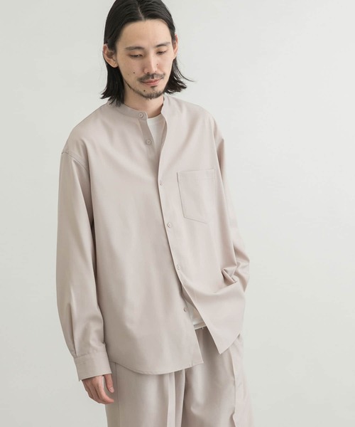 URBAN RESEARCH（アーバンリサーチ）の「WASHABLEウールバンドカラーシャツ（シャツ/ブラウス・メンズ・チャコールグレー/ネイビー/グレー系その他・SMALL/MEDIUM/LARGE）」の3枚目の写真