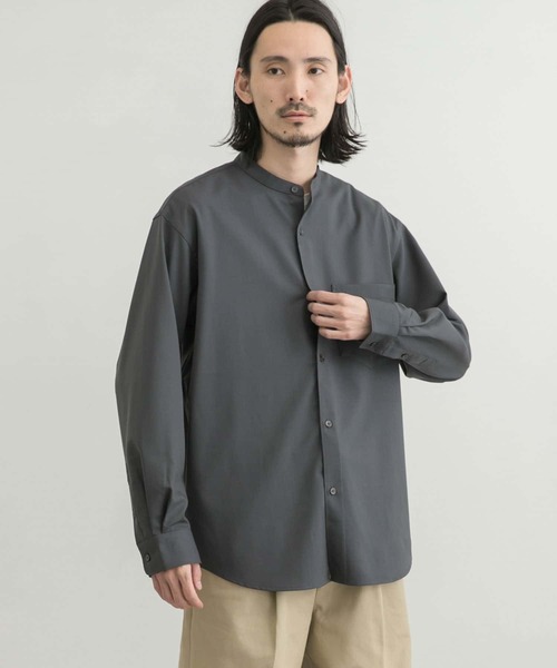URBAN RESEARCH（アーバンリサーチ）の「WASHABLEウールバンドカラーシャツ（シャツ/ブラウス・メンズ・チャコールグレー/ネイビー/グレー系その他・SMALL/MEDIUM/LARGE）」の2枚目の写真