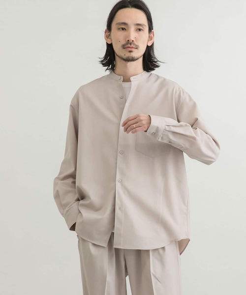 URBAN RESEARCH（アーバンリサーチ）の「WASHABLEウールバンドカラーシャツ（シャツ/ブラウス・メンズ・チャコールグレー/ネイビー/グレー系その他・SMALL/MEDIUM/LARGE）」の4枚目の写真