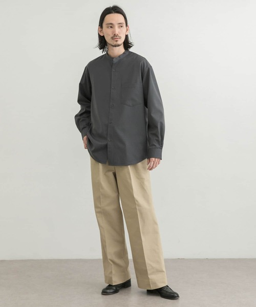 URBAN RESEARCH（アーバンリサーチ）の「WASHABLEウールバンドカラーシャツ（シャツ/ブラウス・メンズ・チャコールグレー/ネイビー/グレー系その他・SMALL/MEDIUM/LARGE）」の9枚目の写真