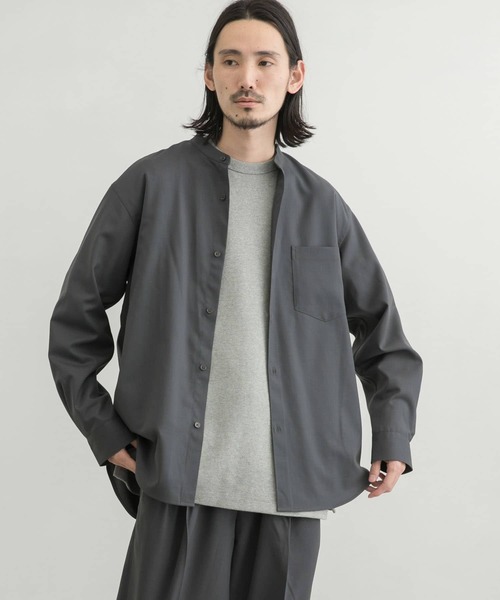 URBAN RESEARCH（アーバンリサーチ）の「WASHABLEウールバンドカラーシャツ（シャツ/ブラウス・メンズ・チャコールグレー/ネイビー/グレー系その他・SMALL/MEDIUM/LARGE）」の11枚目の写真