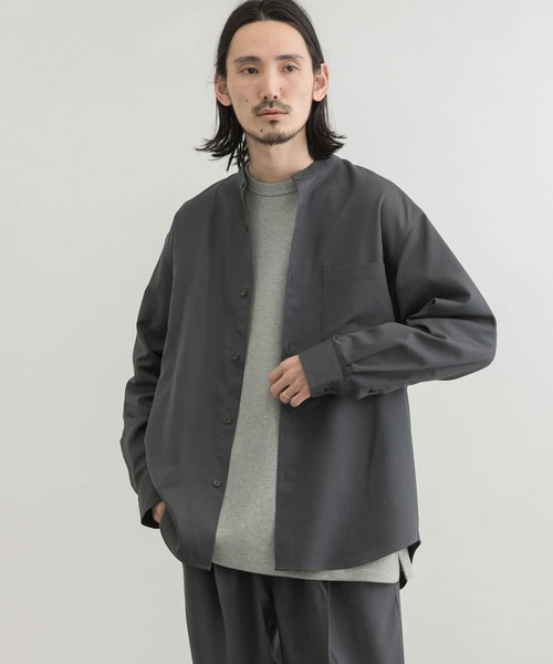 URBAN RESEARCH（アーバンリサーチ）の「WASHABLEウールバンドカラーシャツ（シャツ/ブラウス・メンズ・チャコールグレー/ネイビー/グレー系その他・SMALL/MEDIUM/LARGE）」の12枚目の写真