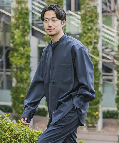 URBAN RESEARCH（アーバンリサーチ）の「WASHABLEウールバンドカラーシャツ（シャツ/ブラウス・メンズ・チャコールグレー/ネイビー/グレー系その他・SMALL/MEDIUM/LARGE）」の15枚目の写真