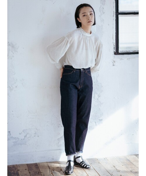EDWIN(エドウィン)の「◆【EDWIN】別注デニムテーパードパンツ(デニムパンツ・レディース・ネイビー/グレー/ブルー/ホワイト系・11/12/13)」の7枚目の写真