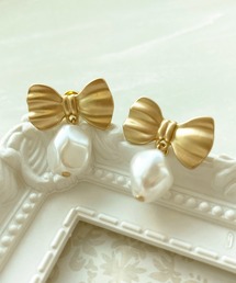 【apres jour×ARIAZ】ヴィンテージパールリボンピアス
