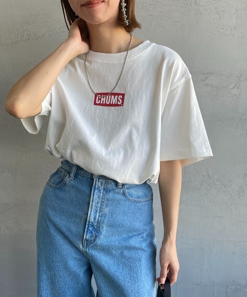 CHUMS（チャムス）の「[CHUMS/チャムス] ミニボートロゴプリントTシャツ（Tシャツ/カットソー・レディース・ブラック/ホワイト/ネイビー・L/M/XXL/XL）」の2枚目の写真