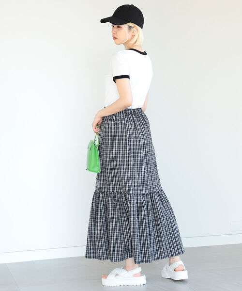 Ray BEAMS（レイビームス）の「Ray BEAMS / コンパクト リンガー Tシャツ（Tシャツ/カットソー・レディース・ホワイト×ブラック/ブルー系その他/グリーン×オレンジ・ONE SIZE）」の5枚目の写真