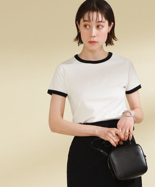 Ray BEAMS（レイビームス）の「Ray BEAMS / コンパクト リンガー Tシャツ（Tシャツ/カットソー・レディース・ホワイト×ブラック/ブルー系その他/グリーン×オレンジ・ONE SIZE）」の7枚目の写真