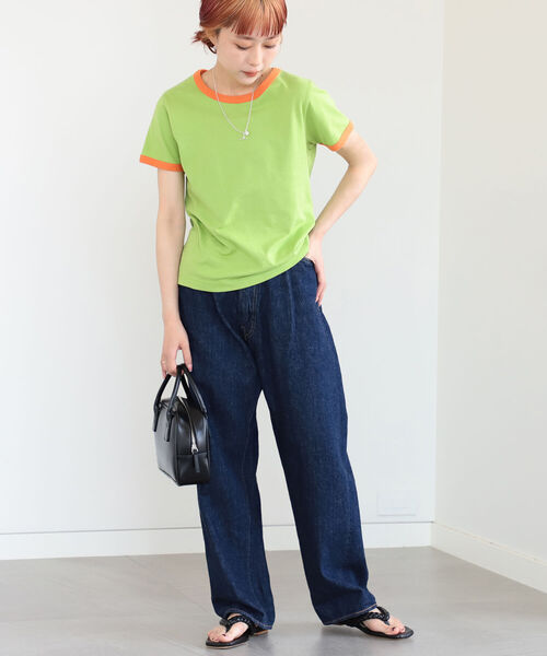 Ray BEAMS（レイビームス）の「Ray BEAMS / コンパクト リンガー Tシャツ（Tシャツ/カットソー・レディース・ホワイト×ブラック/ブルー系その他/グリーン×オレンジ・ONE SIZE）」の13枚目の写真