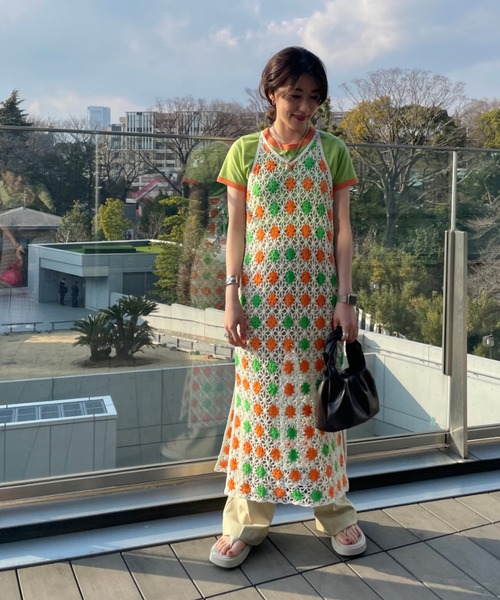 Ray BEAMS（レイビームス）の「Ray BEAMS / コンパクト リンガー Tシャツ（Tシャツ/カットソー・レディース・ホワイト×ブラック/ブルー系その他/グリーン×オレンジ・ONE SIZE）」の8枚目の写真