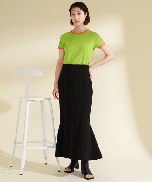 Ray BEAMS（レイビームス）の「Ray BEAMS / コンパクト リンガー Tシャツ（Tシャツ/カットソー・レディース・ホワイト×ブラック/ブルー系その他/グリーン×オレンジ・ONE SIZE）」の17枚目の写真