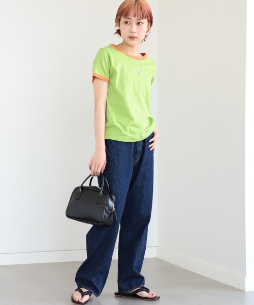 Ray BEAMS（レイビームス）の「Ray BEAMS / コンパクト リンガー Tシャツ（Tシャツ/カットソー・レディース・ホワイト×ブラック/ブルー系その他/グリーン×オレンジ・ONE SIZE）」の21枚目の写真