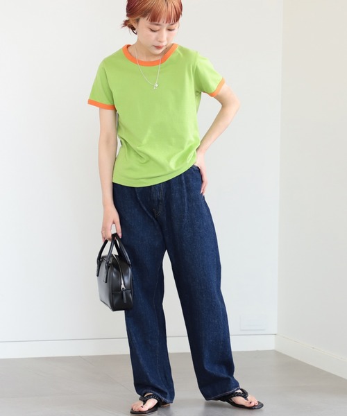 Ray BEAMS（レイビームス）の「Ray BEAMS / コンパクト リンガー Tシャツ（Tシャツ/カットソー・レディース・ホワイト×ブラック/ブルー系その他/グリーン×オレンジ・ONE SIZE）」の22枚目の写真