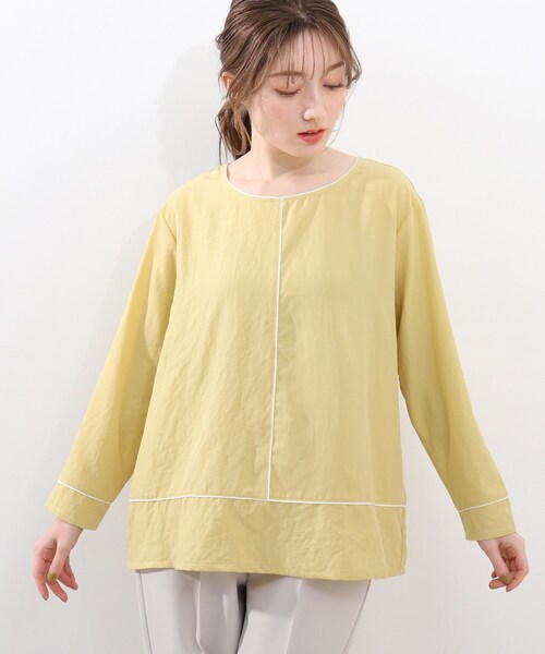 DRESKIP（ドレスキップ）の「◆配色パイピングブラウス（シャツ/ブラウス・レディース・オフホワイト/ブラック/イエロー系その他・02/03/04）」の7枚目の写真