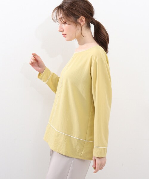 DRESKIP（ドレスキップ）の「◆配色パイピングブラウス（シャツ/ブラウス・レディース・オフホワイト/ブラック/イエロー系その他・02/03/04）」の10枚目の写真