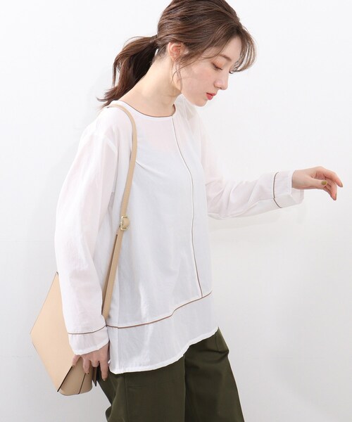 DRESKIP（ドレスキップ）の「◆配色パイピングブラウス（シャツ/ブラウス・レディース・オフホワイト/ブラック/イエロー系その他・02/03/04）」の8枚目の写真