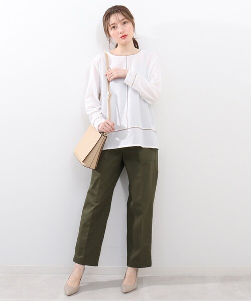 DRESKIP（ドレスキップ）の「◆配色パイピングブラウス（シャツ/ブラウス・レディース・オフホワイト/ブラック/イエロー系その他・02/03/04）」の14枚目の写真