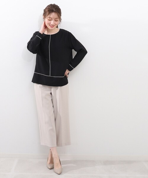 DRESKIP（ドレスキップ）の「◆配色パイピングブラウス（シャツ/ブラウス・レディース・オフホワイト/ブラック/イエロー系その他・02/03/04）」の6枚目の写真