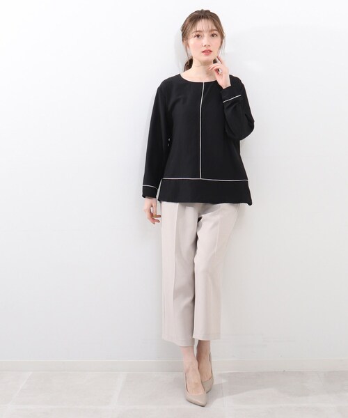 DRESKIP（ドレスキップ）の「◆配色パイピングブラウス（シャツ/ブラウス・レディース・オフホワイト/ブラック/イエロー系その他・02/03/04）」の9枚目の写真