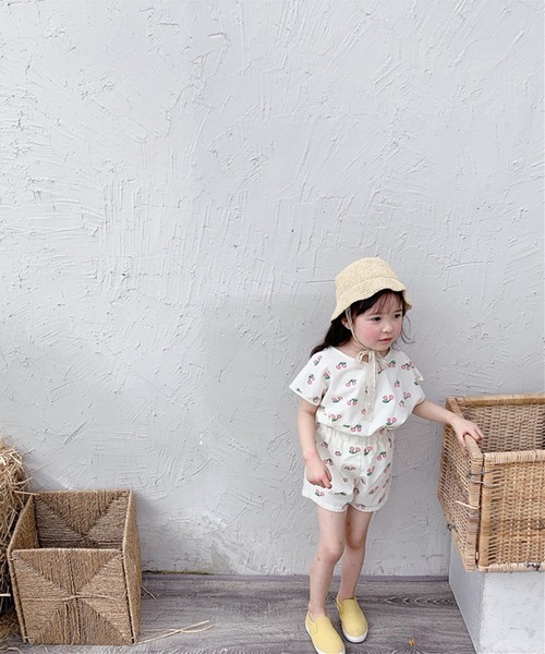 aimoha（アイモハ）の「aimoha-KIDS- チェリー柄セットアップ (SS)（セットアップ・キッズ・イエロー/ホワイト・90/130/110/100/120/80）」の6枚目の写真