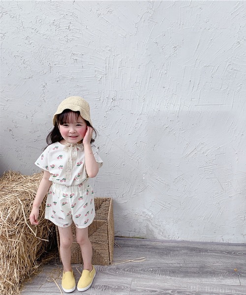 aimoha（アイモハ）の「aimoha-KIDS- チェリー柄セットアップ (SS)（セットアップ・キッズ・イエロー/ホワイト・90/130/110/100/120/80）」の8枚目の写真