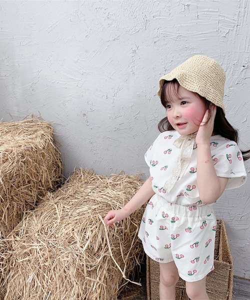 aimoha（アイモハ）の「aimoha-KIDS- チェリー柄セットアップ (SS)（セットアップ・キッズ・イエロー/ホワイト・90/130/110/100/120/80）」の9枚目の写真