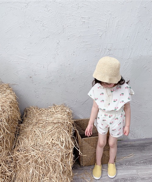 aimoha（アイモハ）の「aimoha-KIDS- チェリー柄セットアップ (SS)（セットアップ・キッズ・イエロー/ホワイト・90/130/110/100/120/80）」の10枚目の写真