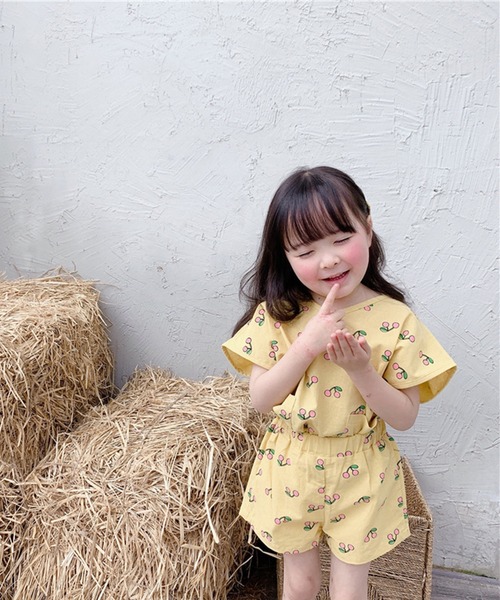 aimoha（アイモハ）の「aimoha-KIDS- チェリー柄セットアップ (SS)（セットアップ・キッズ・イエロー/ホワイト・90/130/110/100/120/80）」の15枚目の写真