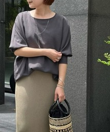 リラクシーで女性らしい印象/リブ付ジョーゼットブラウス