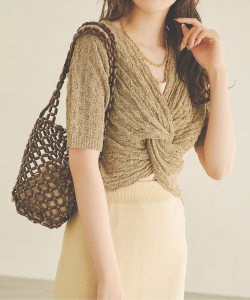 Ambre Neige(アンブルネージュ)の「2WAYネジリニット/【WEB/EC限定商品】(ニット/セーター・レディース・アイボリー/ブラウン系その他/ベージュ・FREE)」の3枚目の写真