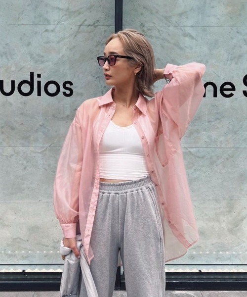 AMAIL（アマイル）の「Transparent over shirt（シャツ/ブラウス・レディース・ブラック/ピンク・FREE）」の21枚目の写真