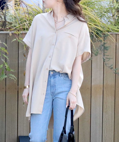 HONEYSUCKLE ROSE(ハニーサックルローズ)の「【HONEYSUCKLE ROSE】フレンチスリーブチュニック(チュニック・レディース・ブラック/オレンジ/ベージュ・L/M)」の3枚目の写真