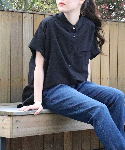 HONEYSUCKLE ROSE(ハニーサックルローズ)の「【HONEYSUCKLE ROSE】フレンチスリーブチュニック(チュニック・レディース・ブラック/オレンジ/ベージュ・L/M)」の2枚目の写真