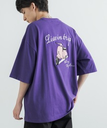 オーバーサイズ TC天竺バックスーベニアバイク柄刺繍半袖Tシャツ