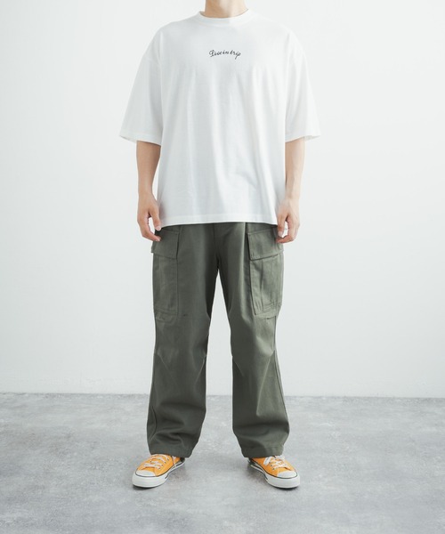 Rocky Monroe(ロッキーモンロー)の「オーバーサイズ TC天竺バックスーベニアバイク柄刺繍半袖Tシャツ(Tシャツ/カットソー・メンズ・パープル/オフホワイト/ブラック/ダークグリーン/サックスブルー・L/LL/M)」の8枚目の写真