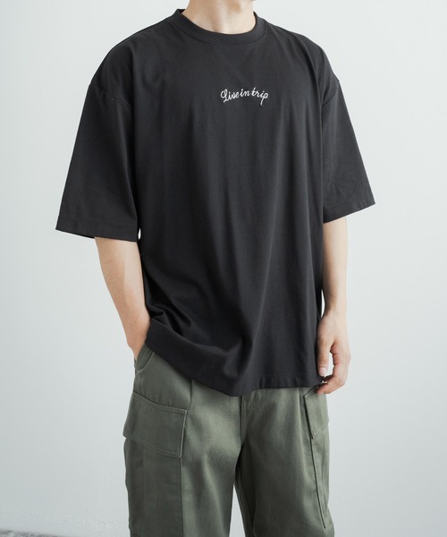 Rocky Monroe(ロッキーモンロー)の「オーバーサイズ TC天竺バックスーベニアバイク柄刺繍半袖Tシャツ(Tシャツ/カットソー・メンズ・パープル/オフホワイト/ブラック/ダークグリーン/サックスブルー・L/LL/M)」の10枚目の写真