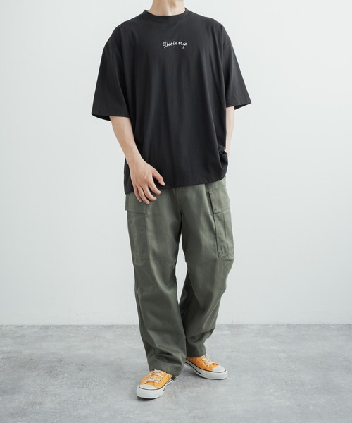 Rocky Monroe(ロッキーモンロー)の「オーバーサイズ TC天竺バックスーベニアバイク柄刺繍半袖Tシャツ(Tシャツ/カットソー・メンズ・パープル/オフホワイト/ブラック/ダークグリーン/サックスブルー・L/LL/M)」の12枚目の写真