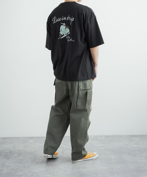 Rocky Monroe(ロッキーモンロー)の「オーバーサイズ TC天竺バックスーベニアバイク柄刺繍半袖Tシャツ(Tシャツ/カットソー・メンズ・パープル/オフホワイト/ブラック/ダークグリーン/サックスブルー・L/LL/M)」の13枚目の写真