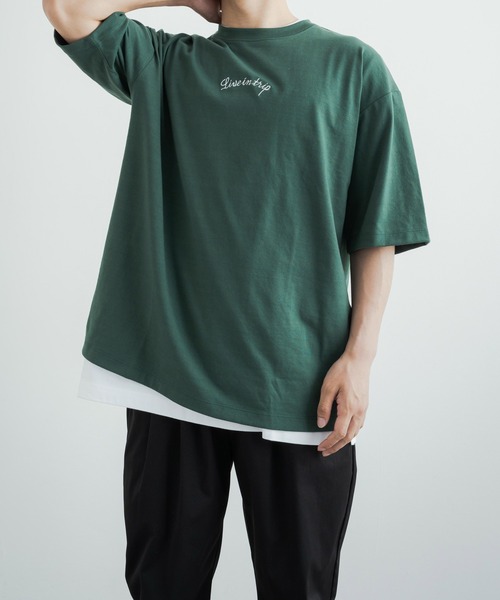 Rocky Monroe(ロッキーモンロー)の「オーバーサイズ TC天竺バックスーベニアバイク柄刺繍半袖Tシャツ(Tシャツ/カットソー・メンズ・パープル/オフホワイト/ブラック/ダークグリーン/サックスブルー・L/LL/M)」の14枚目の写真