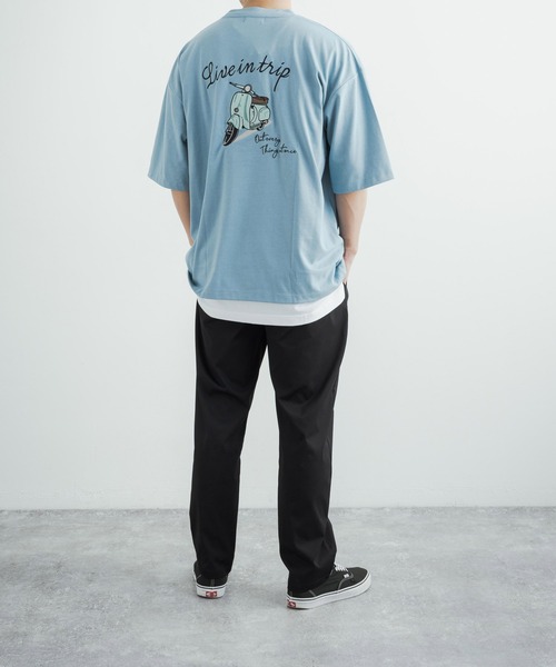 Rocky Monroe(ロッキーモンロー)の「オーバーサイズ TC天竺バックスーベニアバイク柄刺繍半袖Tシャツ(Tシャツ/カットソー・メンズ・パープル/オフホワイト/ブラック/ダークグリーン/サックスブルー・L/LL/M)」の21枚目の写真